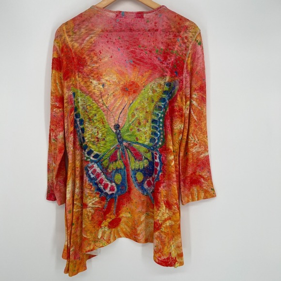 Leoma Lovegrove Open Cardigan Womens Sz XL  Butterfly Wearable Art Knit Kimono - Picture 12 of 12